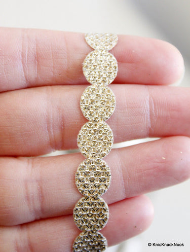 Silver Shimmer Circle Faux Leather Trim Lace, 10 mm Wide